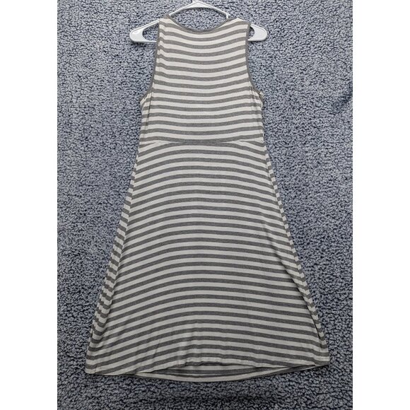 Boston Proper Knot Front V Neck Dress Womens S Knee Length Striped Casual Gray - Picture 2 of 12